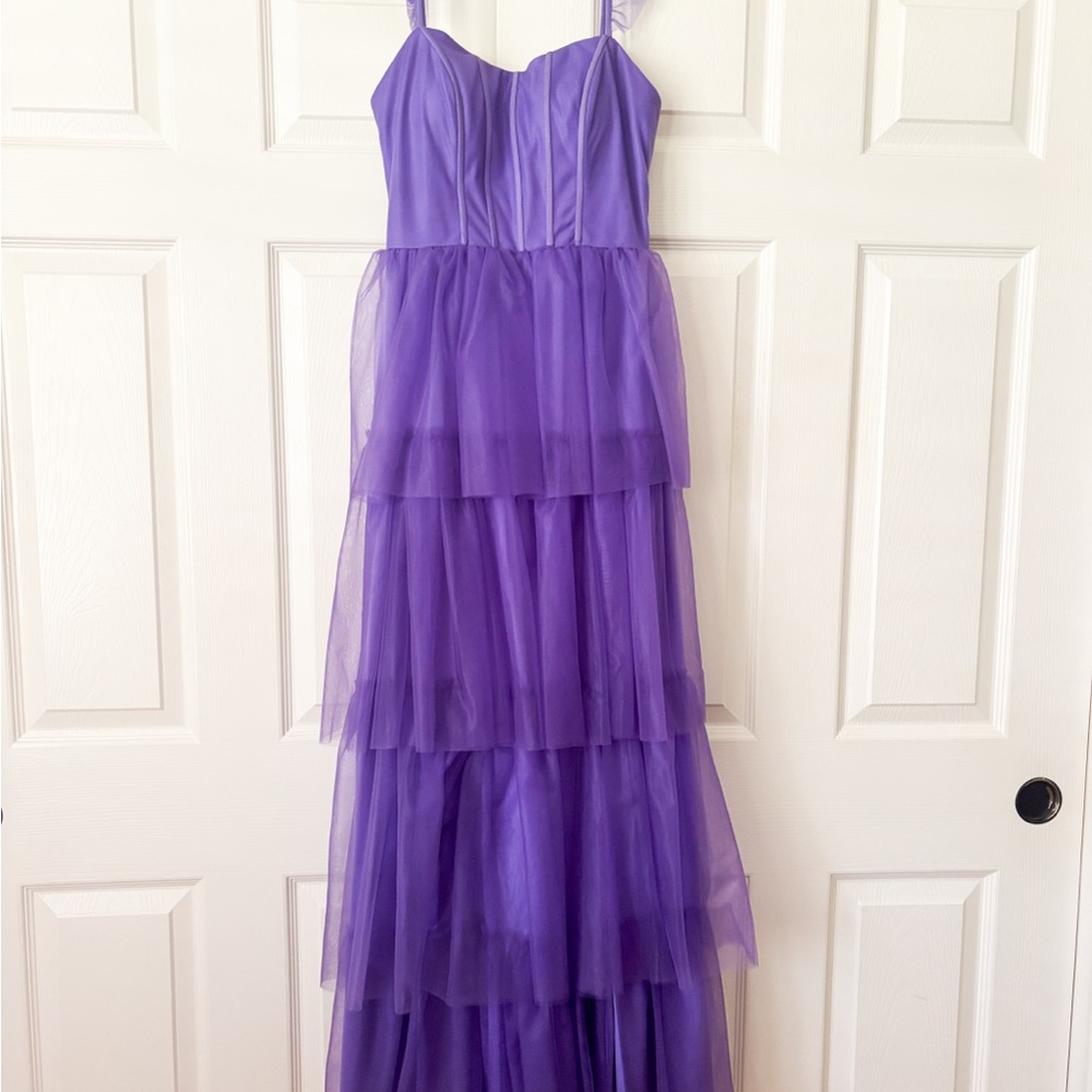 Purple RuffleProm Dress - Picture 2 of 5